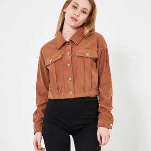 Zuiki Women's Brown Cropped Corduroy Jacket Size L